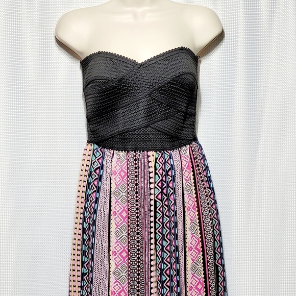 B. Darlin Fairycore Black Bandage Strapless Pink Flowy Maxi Dress (5/6) - Picture 2 of 13